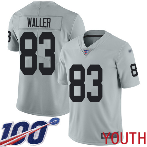 Oakland Raiders Limited Silver Youth Darren Waller Jersey NFL Football #83 100th Season Inverted Legend Jersey